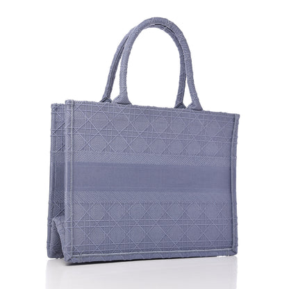 Christian Dior Embroidered Cannage Medium Book Tote Denim Blue 3 of 10