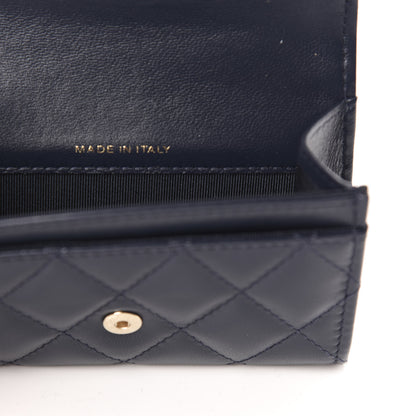 Chanel Lambskin Quilted Flap Card Holder Wallet Navy 7 of 9