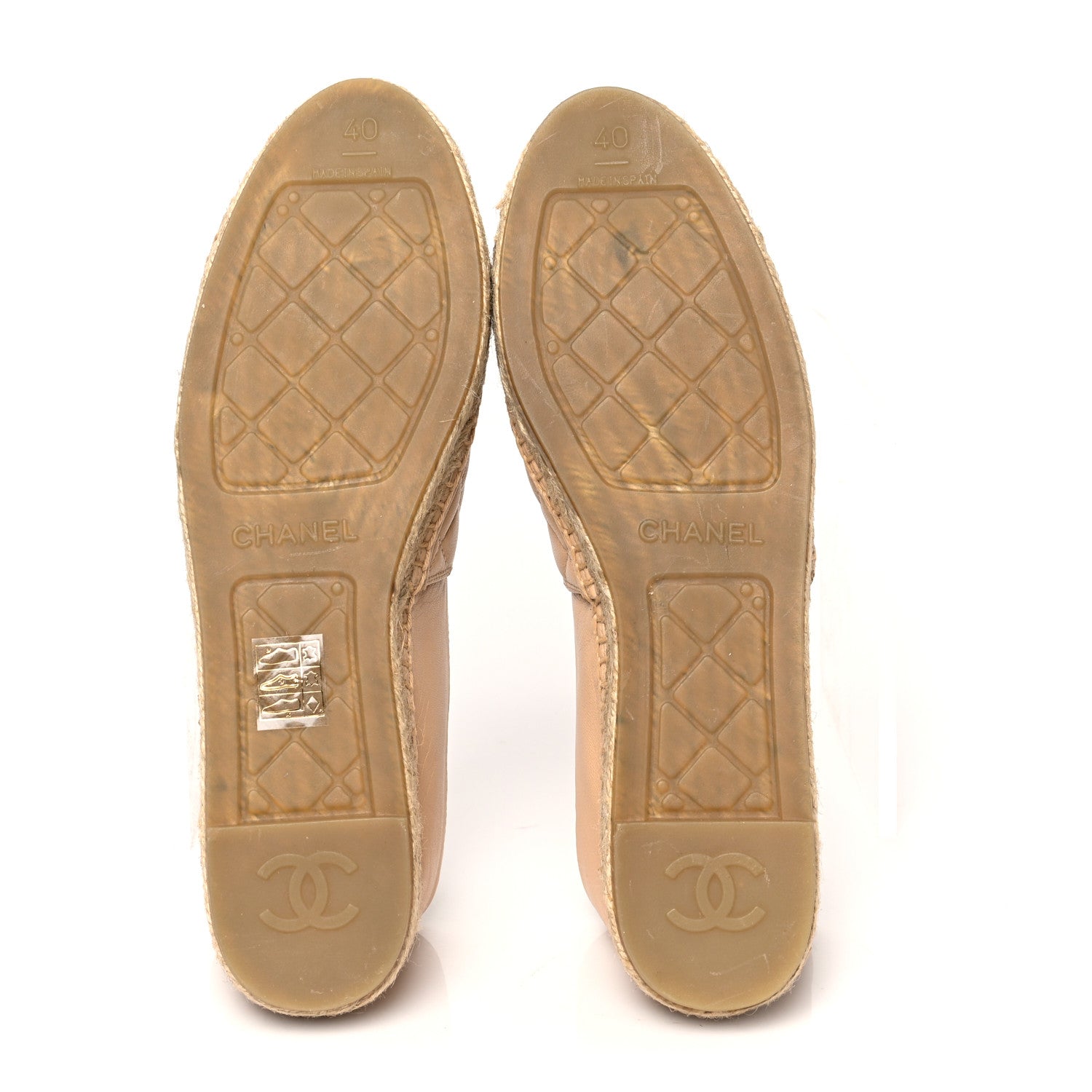 Chanel Lambskin Quilted CC Espadrilles 40 Beige 5 of 8
