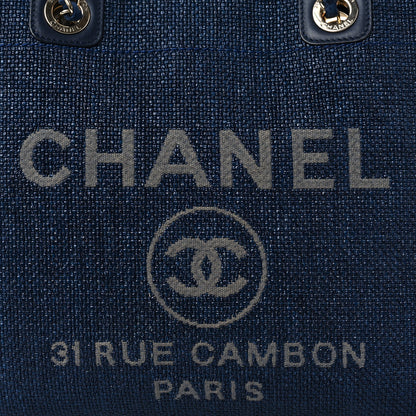 Chanel Woven Straw Raffia Small Deauville Tote Blue 12 of 14