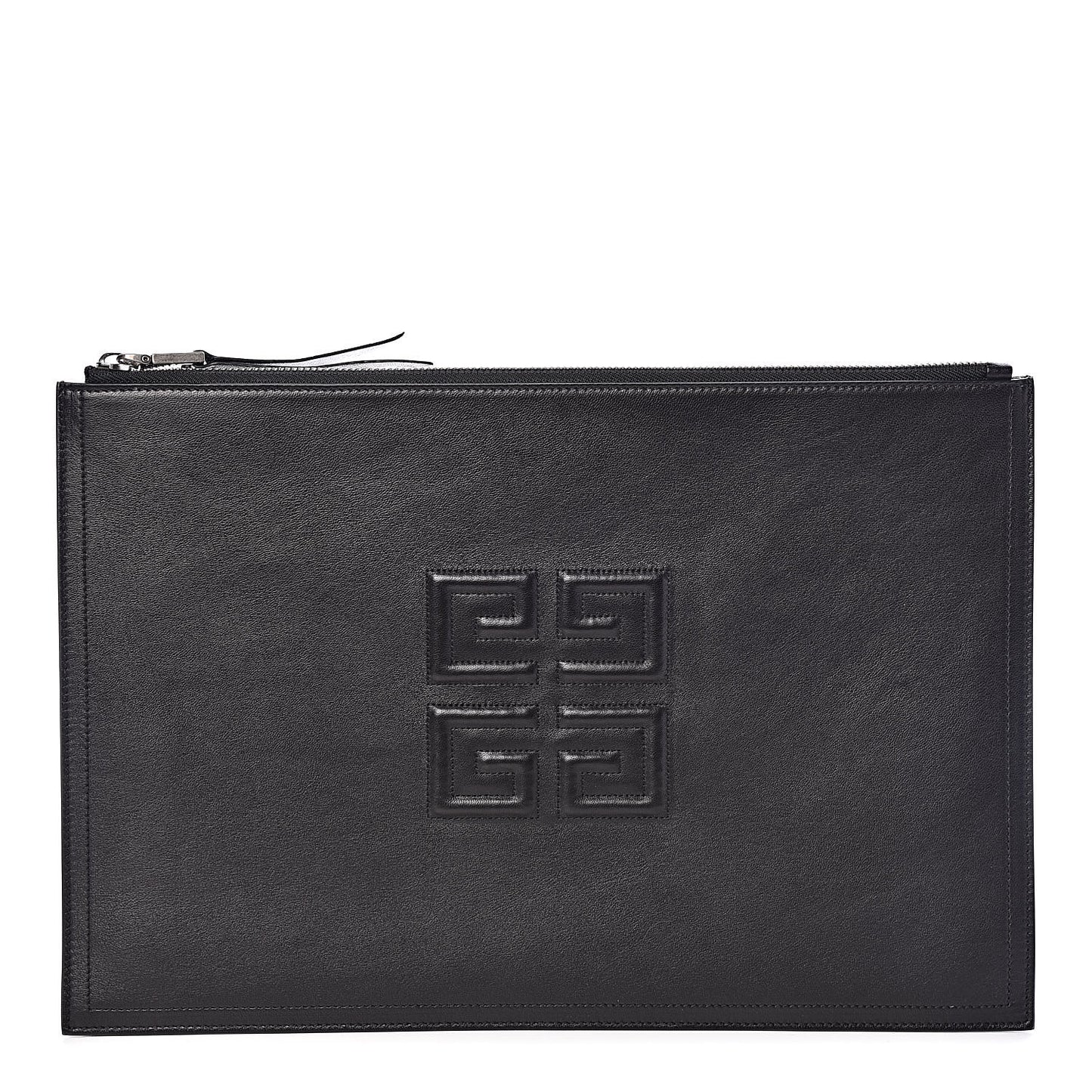 Lambskin Large Emblem Pouch Black