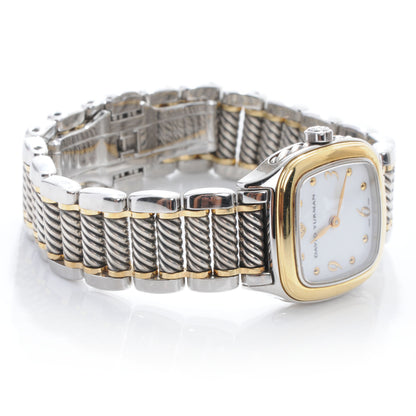 David Yurman Stainless Steel 18K Yellow Gold Mother of Pearl 25mm Thoroughbred Quartz Watch 5 of 9