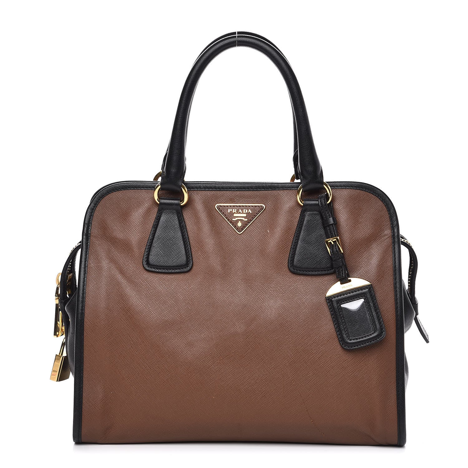 Prada Saffiano Soft Bi-Color Tote Palissandro Black 1 of 17