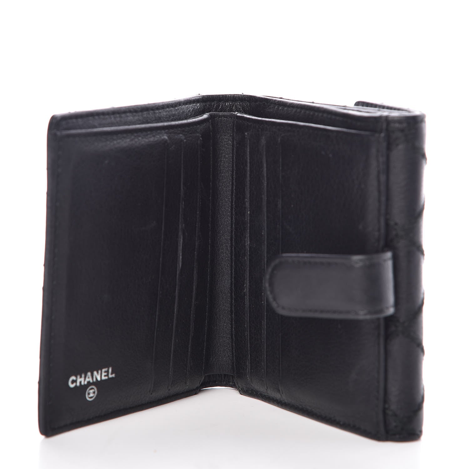 Chanel Lambskin Diamond Stitched Compact Wallet Black 5 of 12
