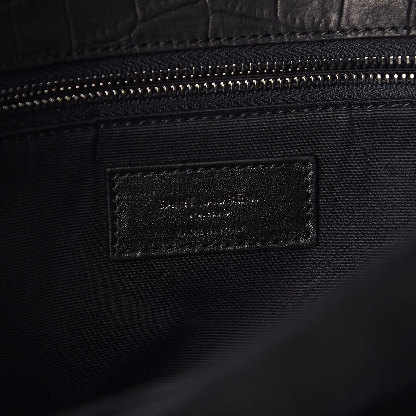 Nubuck Crocodile Embossed Monogram Medium Niki Chain Satchel Black