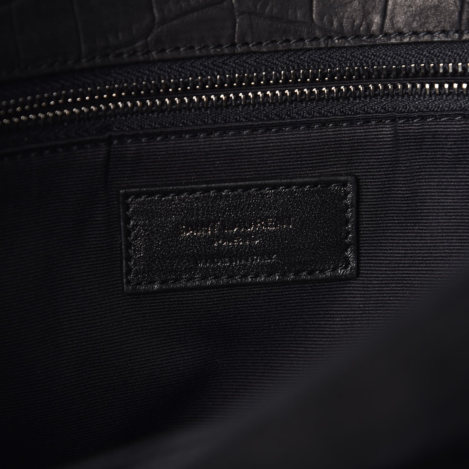 Saint Laurent Nubuck Crocodile Embossed Monogram Medium Niki Chain Satchel Black 8 of 9