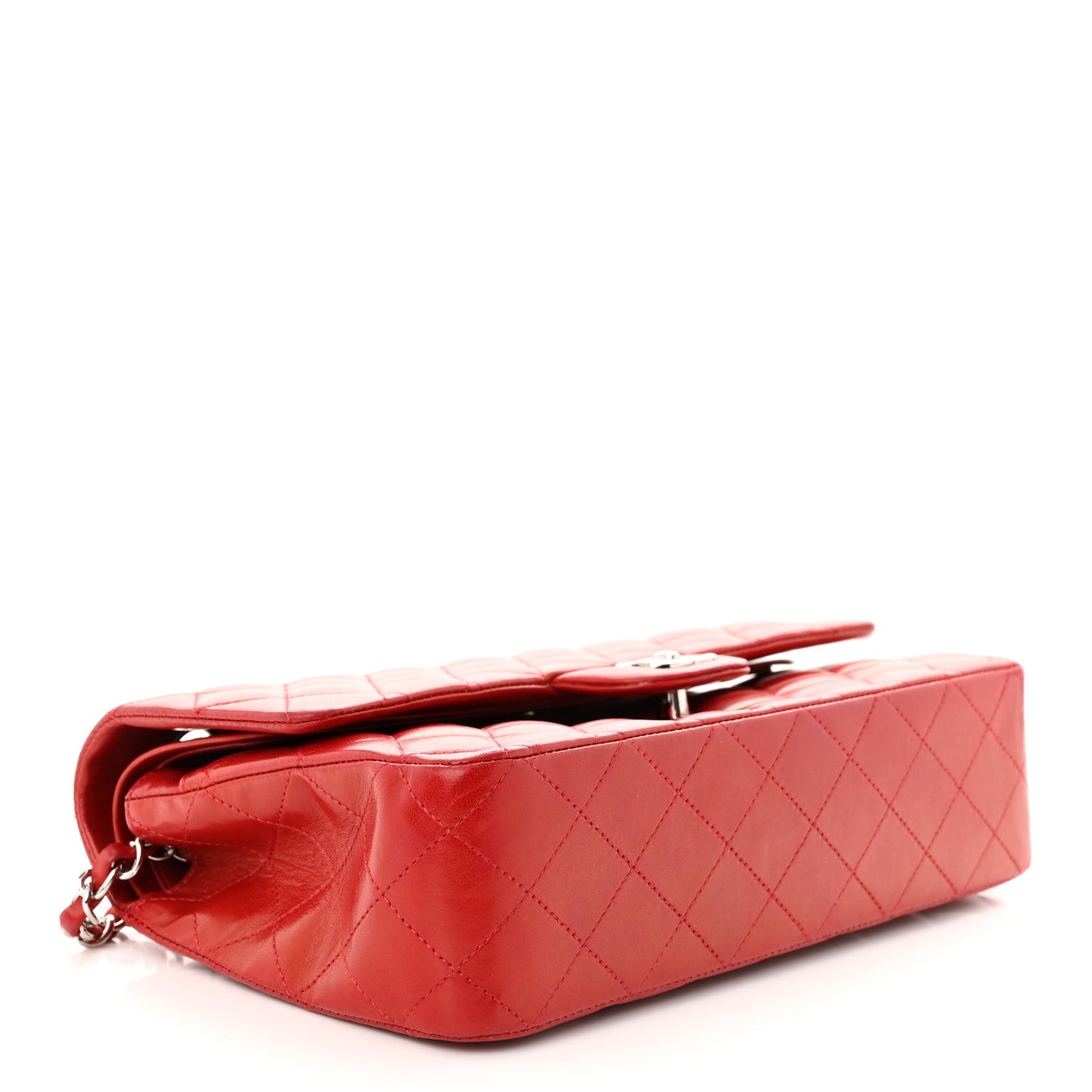 Lambskin Quilted Medium Double Flap Red