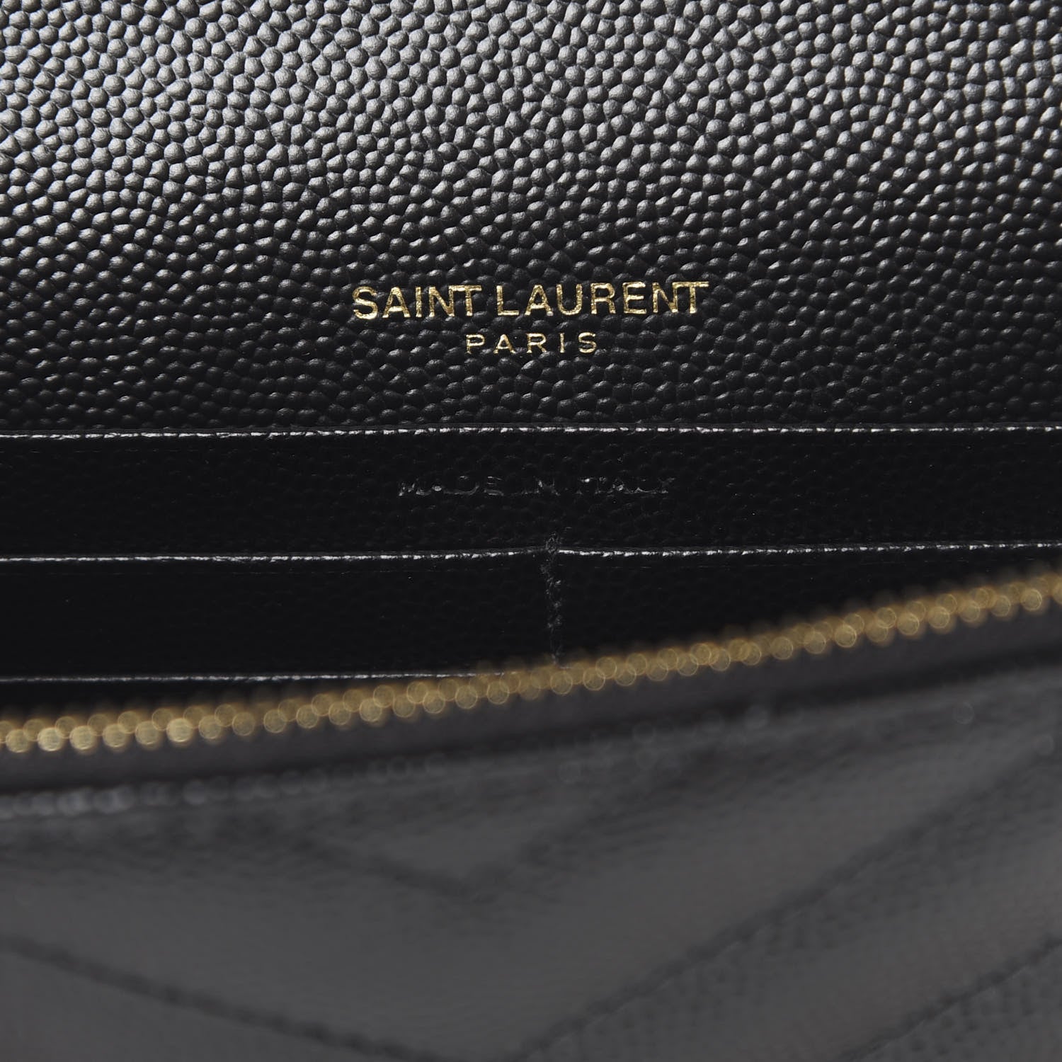 Saint Laurent Grain De Poudre Matelasse Chevron Monogram Envelope Chain Wallet Black 5 of 10