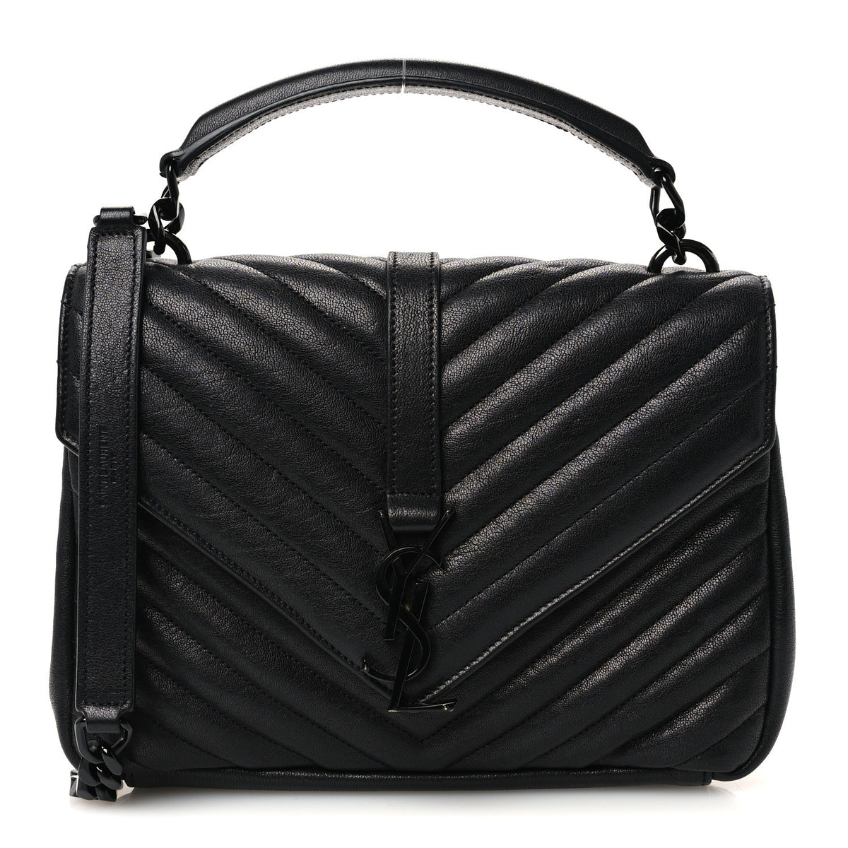 Saint Laurent Matelasse Chevron Monogram Monochrome Medium College Bag  Black 1 of 11