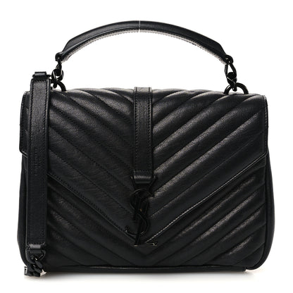 Saint Laurent Matelasse Chevron Monogram Monochrome Medium College Bag  Black 1 of 11