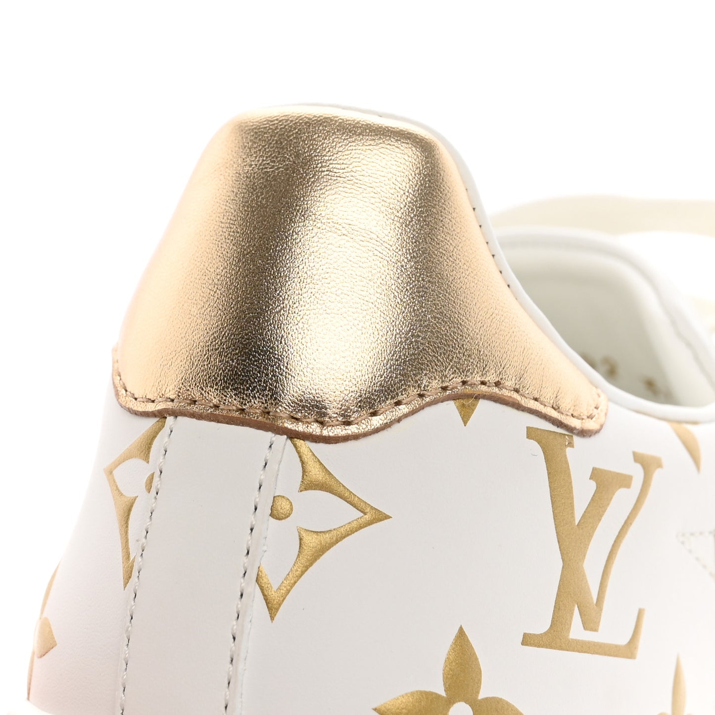Calfskin Monogram Debossed Logo Time Out Sneakers 37 White Gold