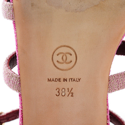 Chanel Tweed Poured Glass Sandals 38.5 Pink 6 of 6