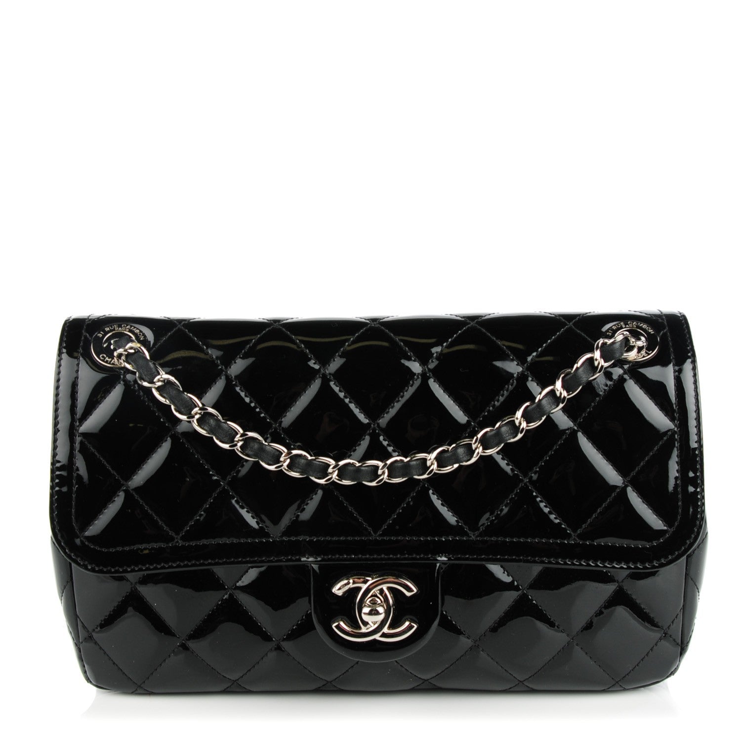 Chanel Patent Quilted Large Coco Shine Flap Black 1 of 8