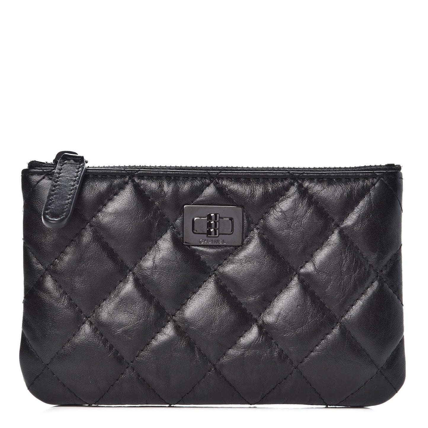 Aged Calfskin Quilted Small Reissue Cosmetic Case So Black