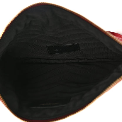Saint Laurent Calfskin Matelasse Chevron Monogram A5 Wristlet Red 5 of 7
