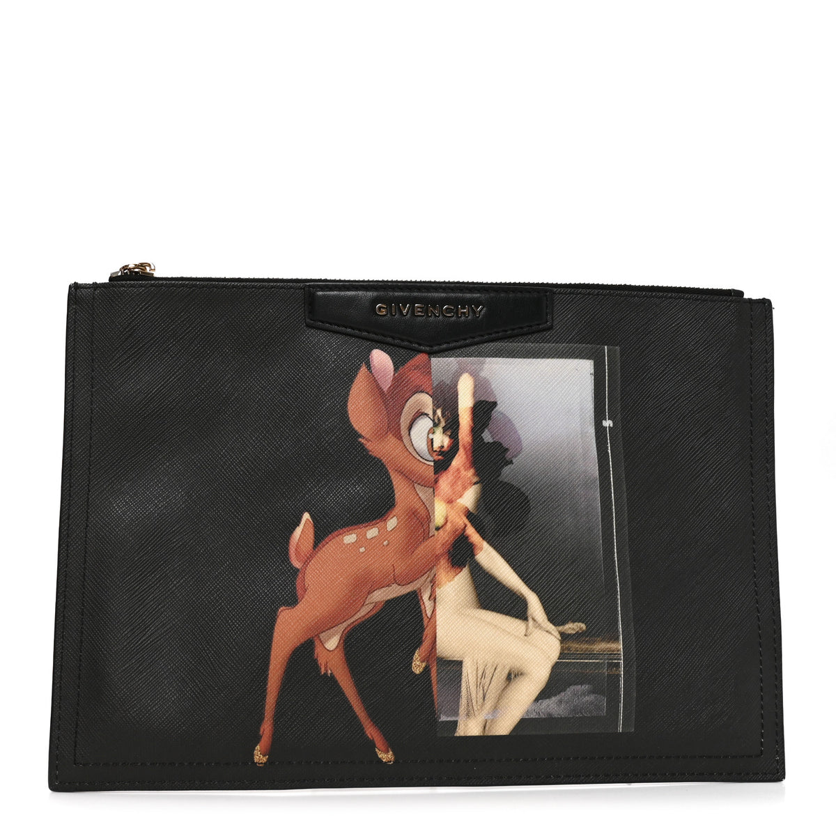 Givenchy Textured Coated Canvas Bambi Print Medium Cosmetic Pouch Black 1 of 7
