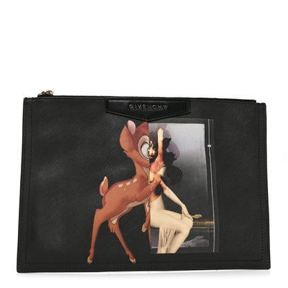 Givenchy Textured Coated Canvas Bambi Print Medium Cosmetic Pouch Black 1 of 7
