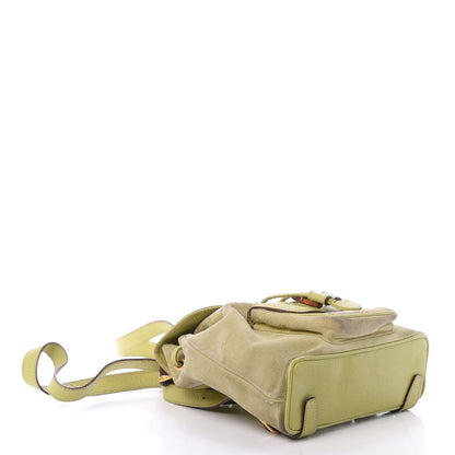 Gucci Suede Calfskin Bamboo Backpack Green 3 of 11