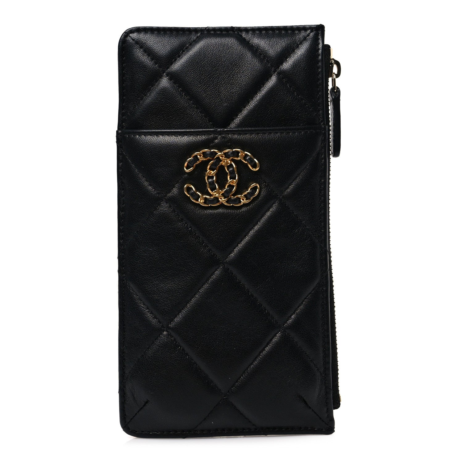 Chanel Lambskin Quilted Chanel 19 Phone and Card Holder Black 1 of 7
