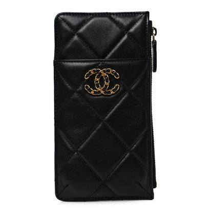 Chanel Lambskin Quilted Chanel 19 Phone and Card Holder Black 1 of 7