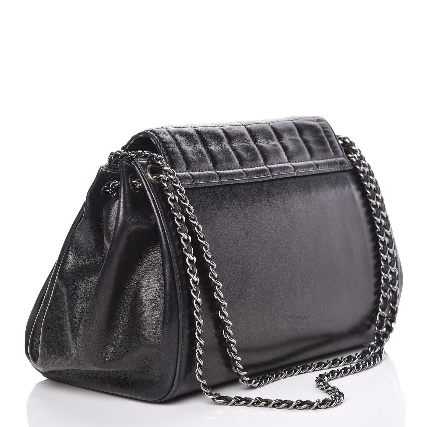 Lambskin Chocolate Bar Accordion Mademoiselle Flap Black