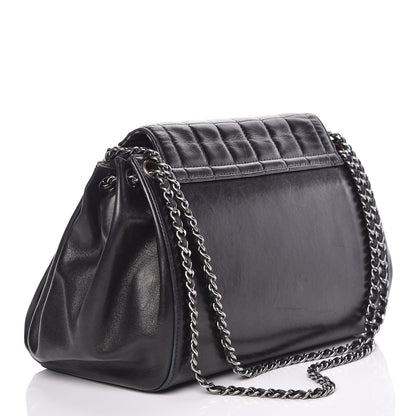 Chanel Lambskin Chocolate Bar Accordion Mademoiselle Flap Black 3 of 16