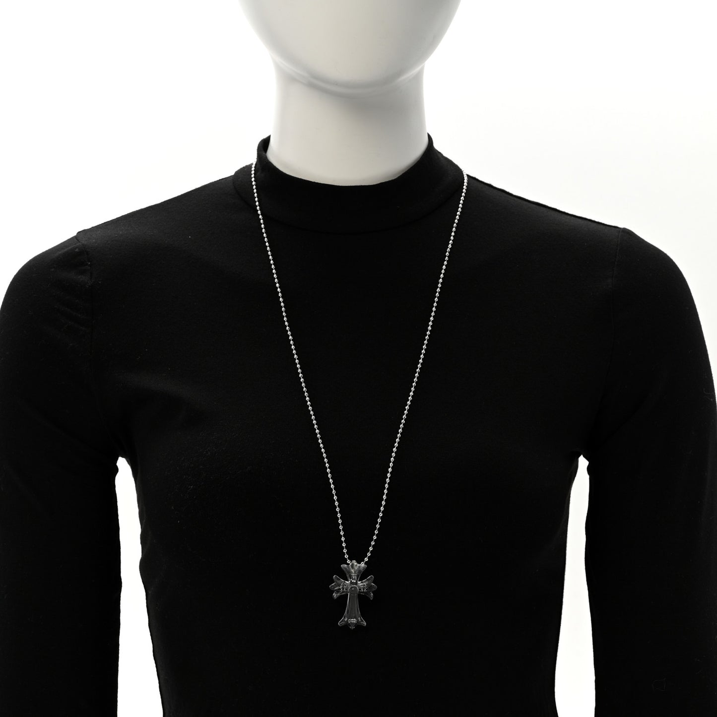 Metal Silicone Silichrome Cross Pendant Necklace Clear