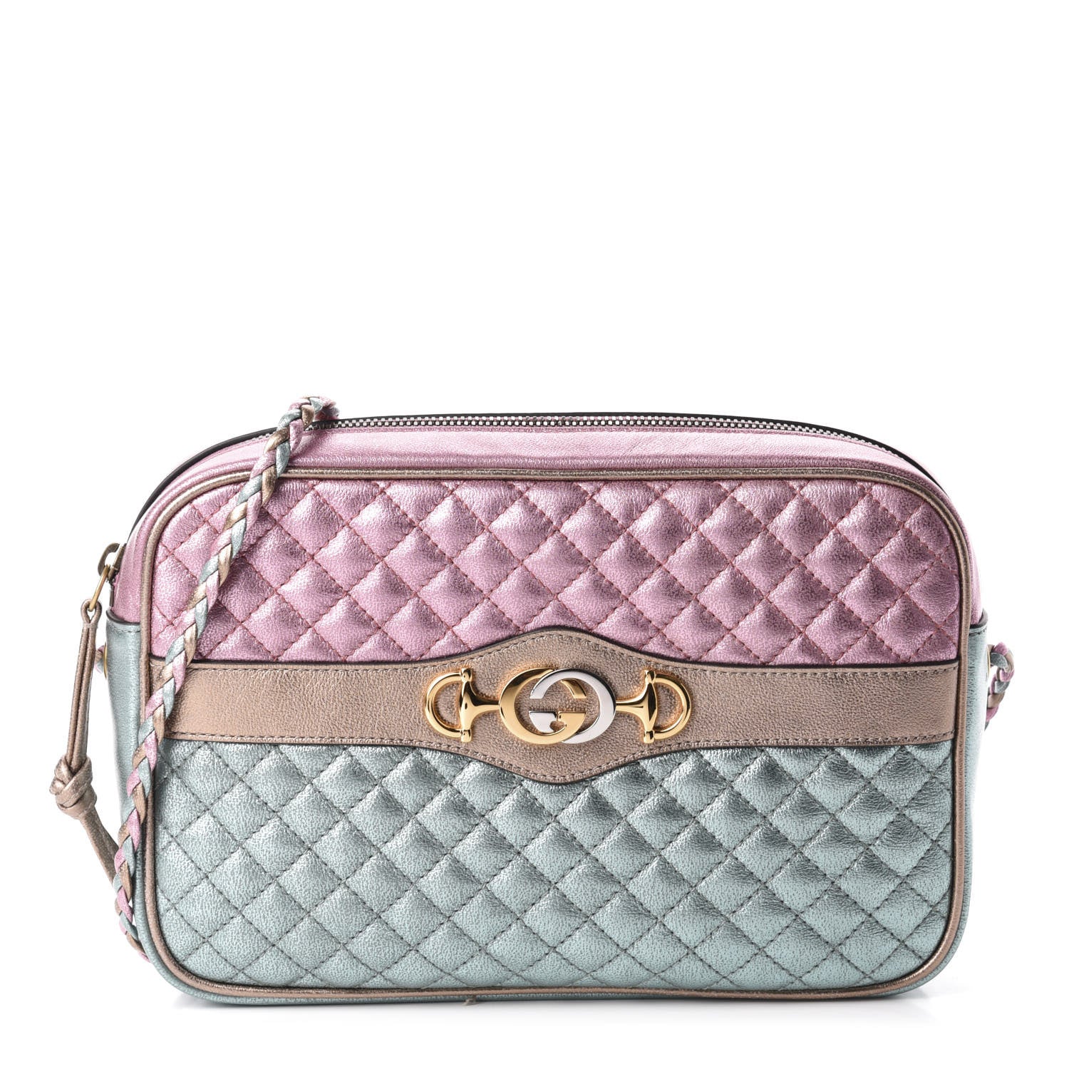 Gucci Laminated Nappa Trapuntata Small Zumi Shoulder Bag Rosa Lago Rame 1 of 11