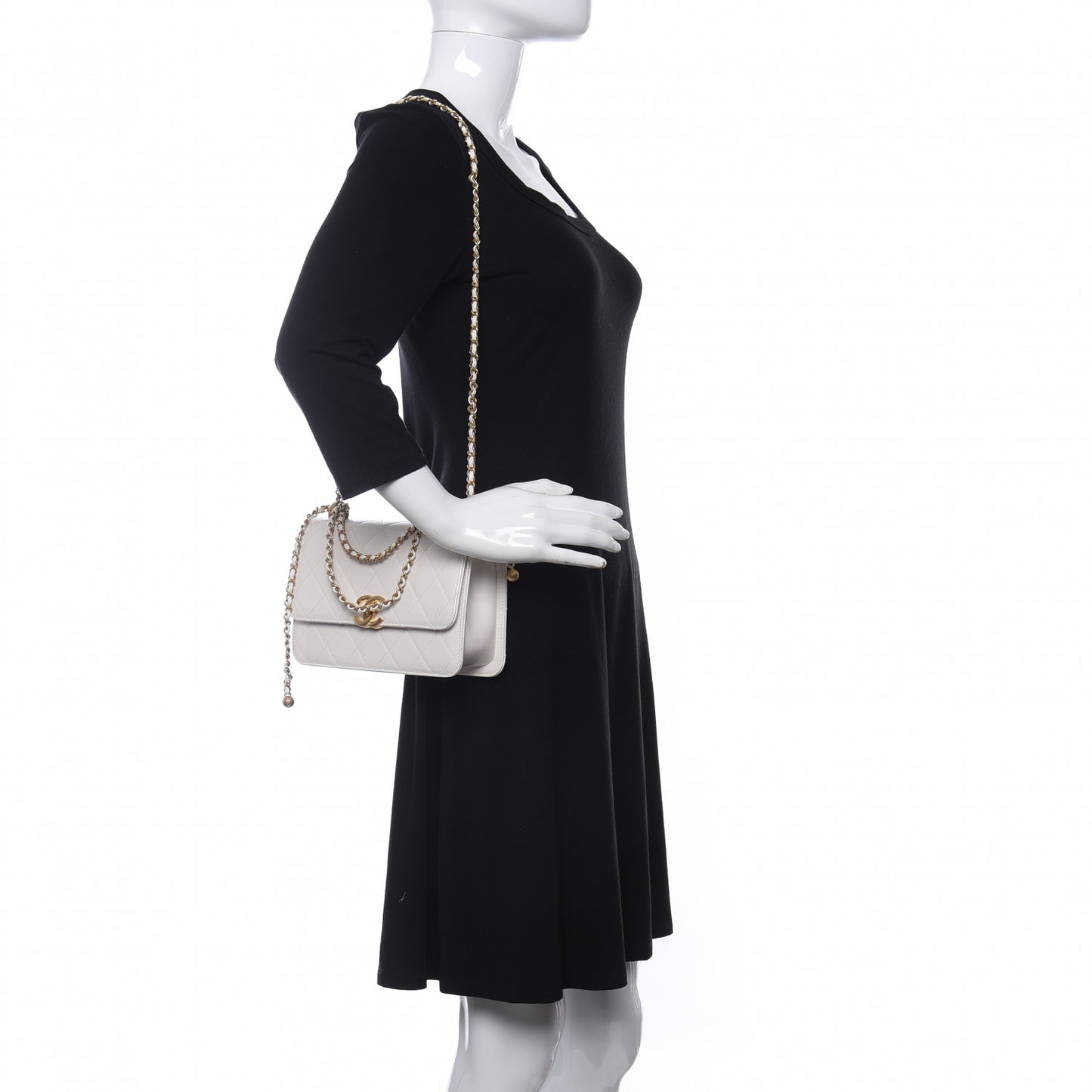 Calfskin Quilted Perfect Fit Flap White