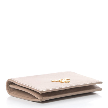 Prada Saffiano Metal Bi-Fold Card Holder Wallet Cammeo 4 of 11
