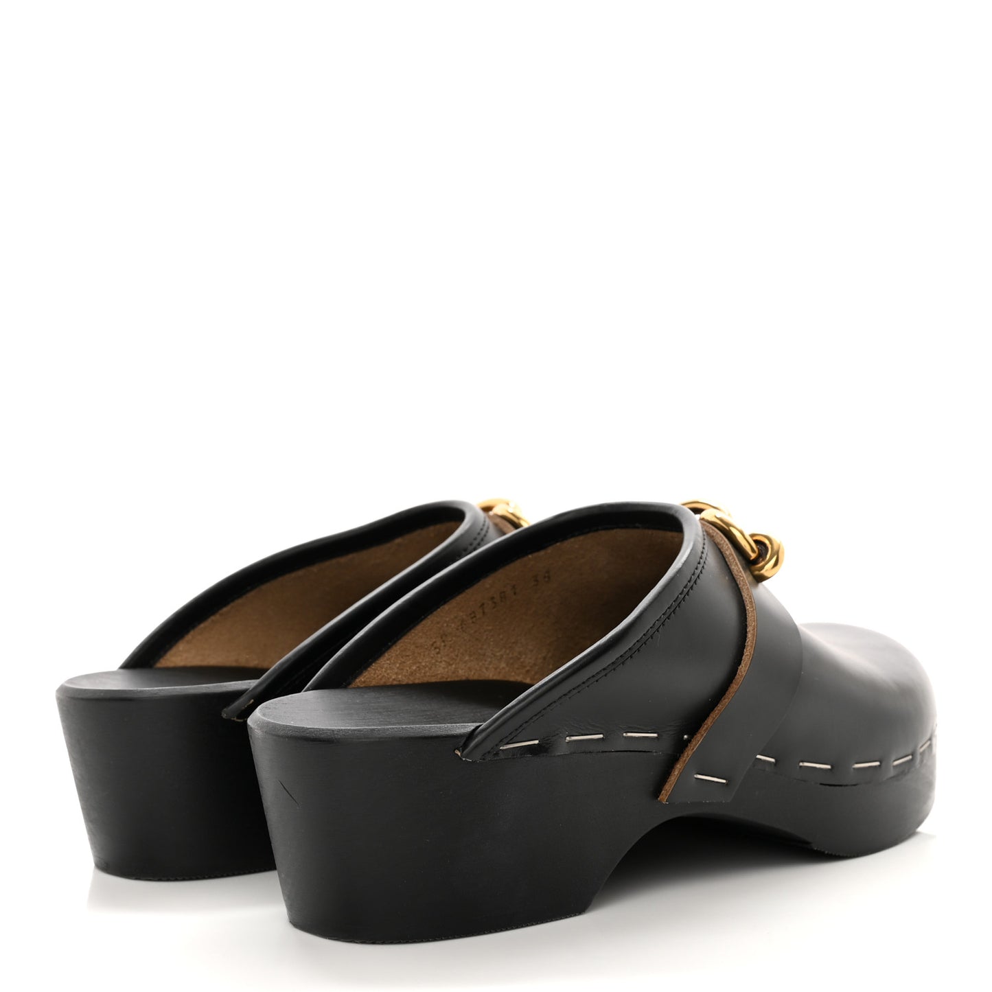 Smooth Calfskin Le Maillon Clogs 38 Black