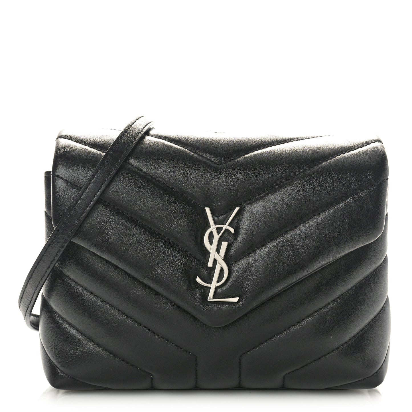 Calfskin Y Quilted Monogram Toy Loulou Crossbody Bag Black