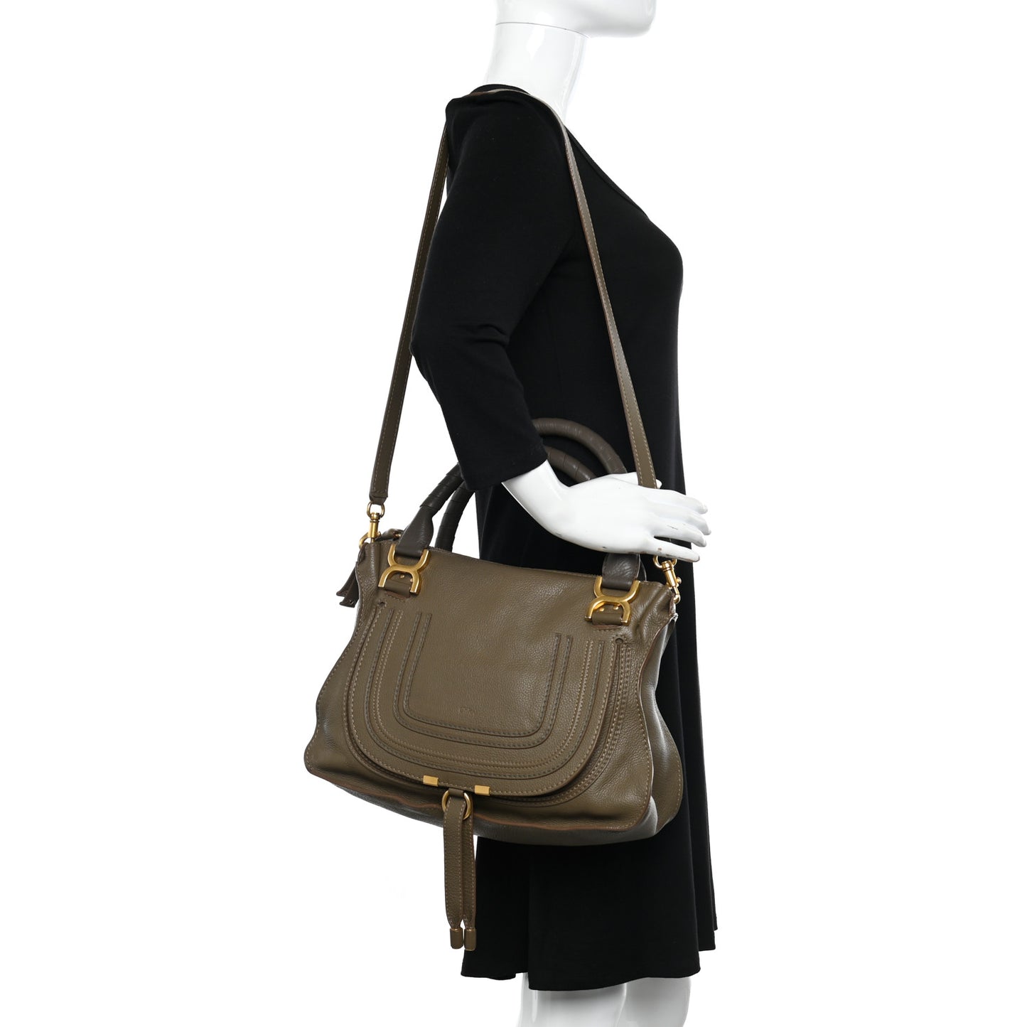 Calfskin Medium Marcie Satchel Anchor Grey
