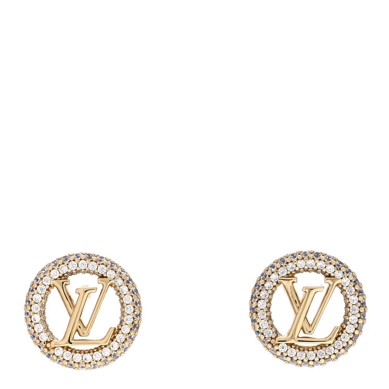 Louis Vuitton Metal Crystal Louise By Night Earrings Gold 1 of 4