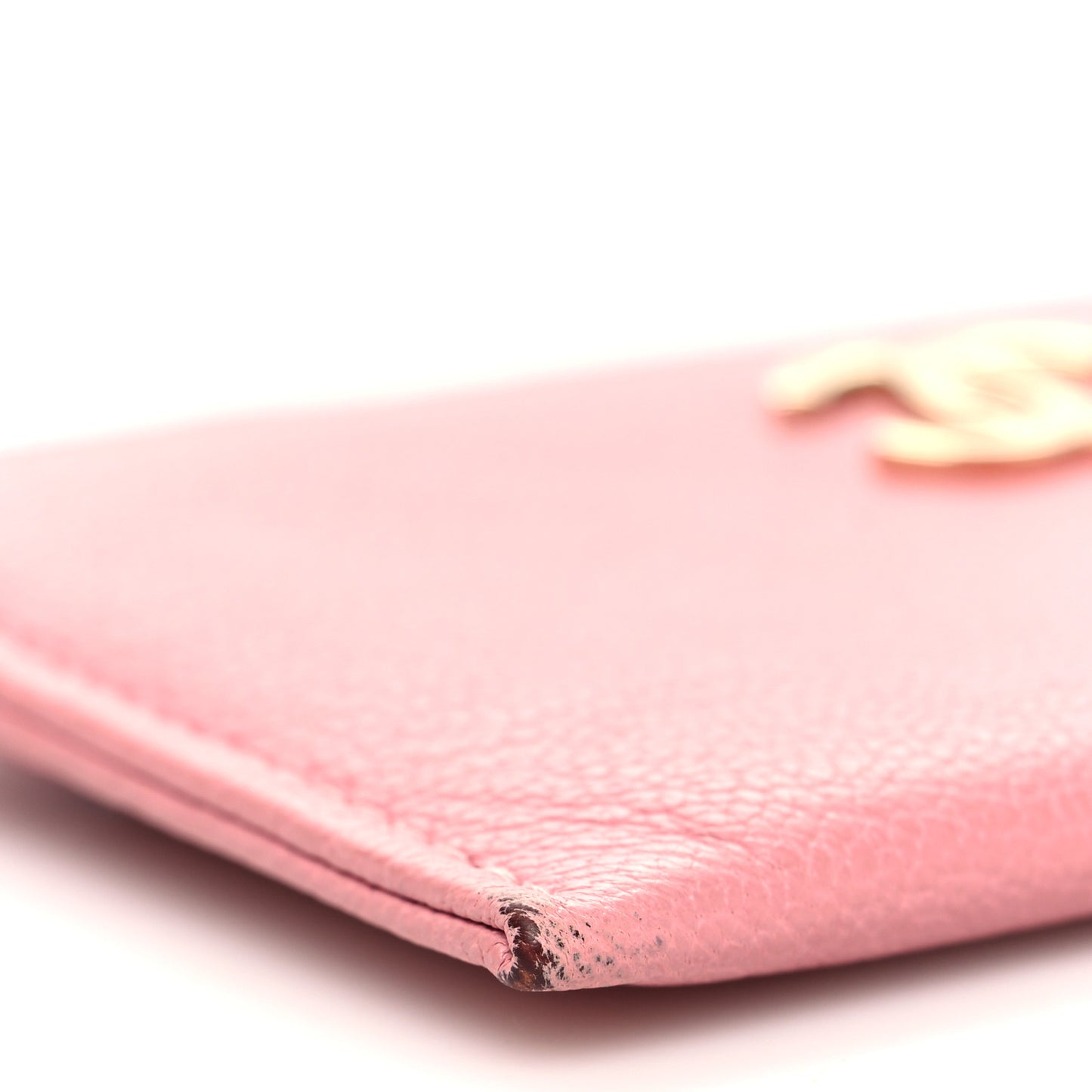 Goatskin CC Camellia Card Holder Pink