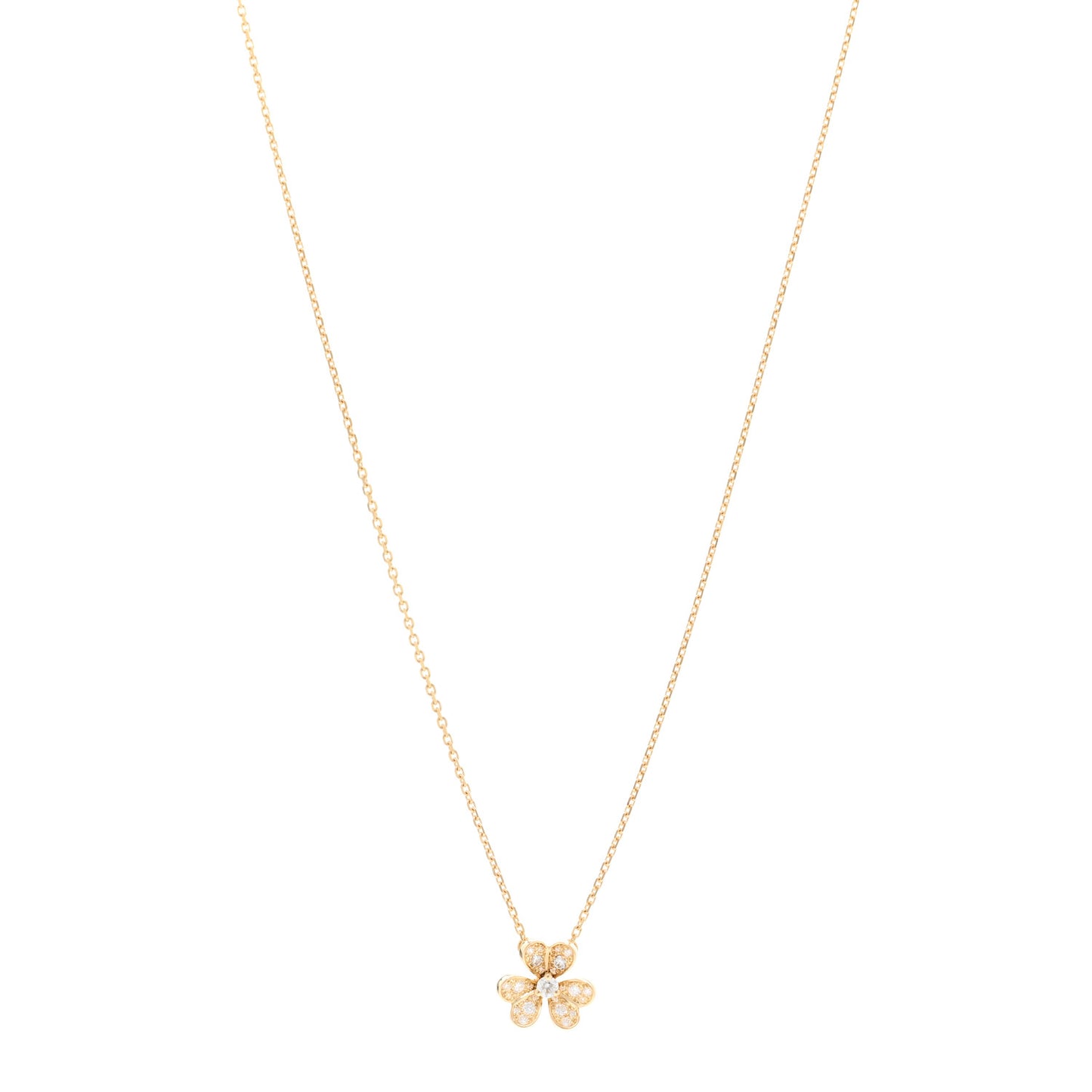 18K Yellow Gold Diamond Mini Frivole Pendant Pave Necklace