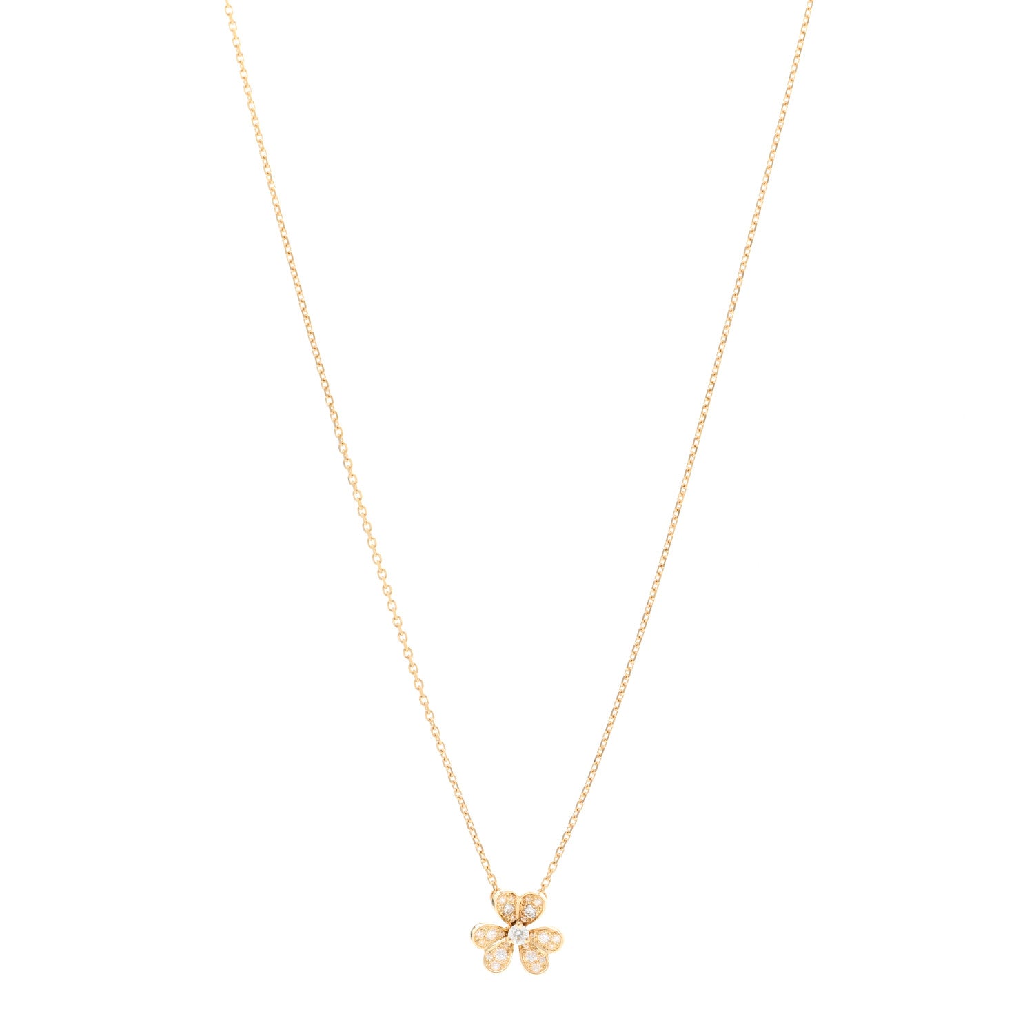 Van Cleef & Arpels 18K Yellow Gold Diamond Mini Frivole Pendant Pave Necklace 1 of 4