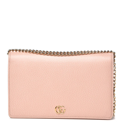 Gucci Dollar Calfskin Mini GG Marmont Chain Wallet Perfect Pink 1 of 15