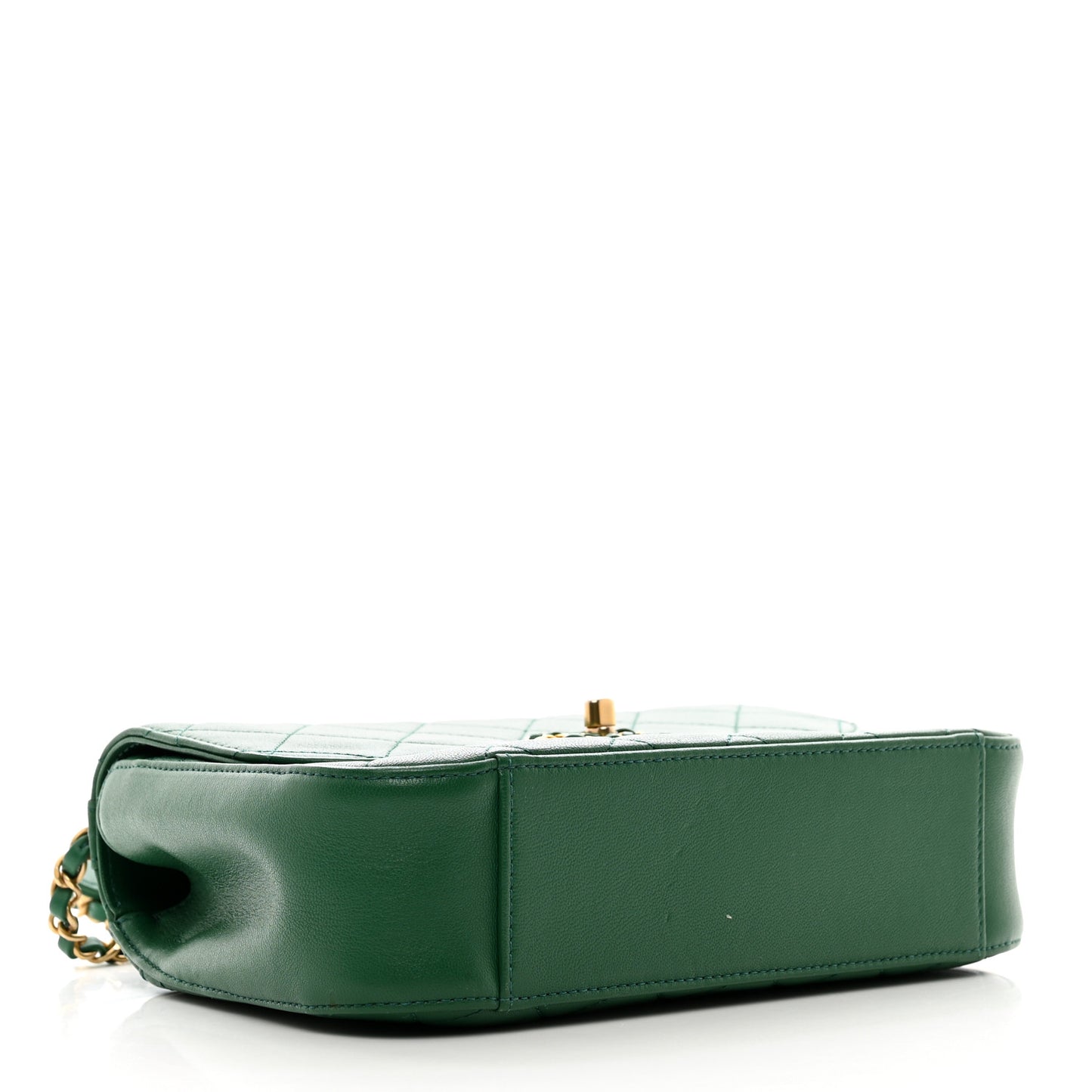 Lambskin Quilted Chain Infinity Top Handle Flap Green