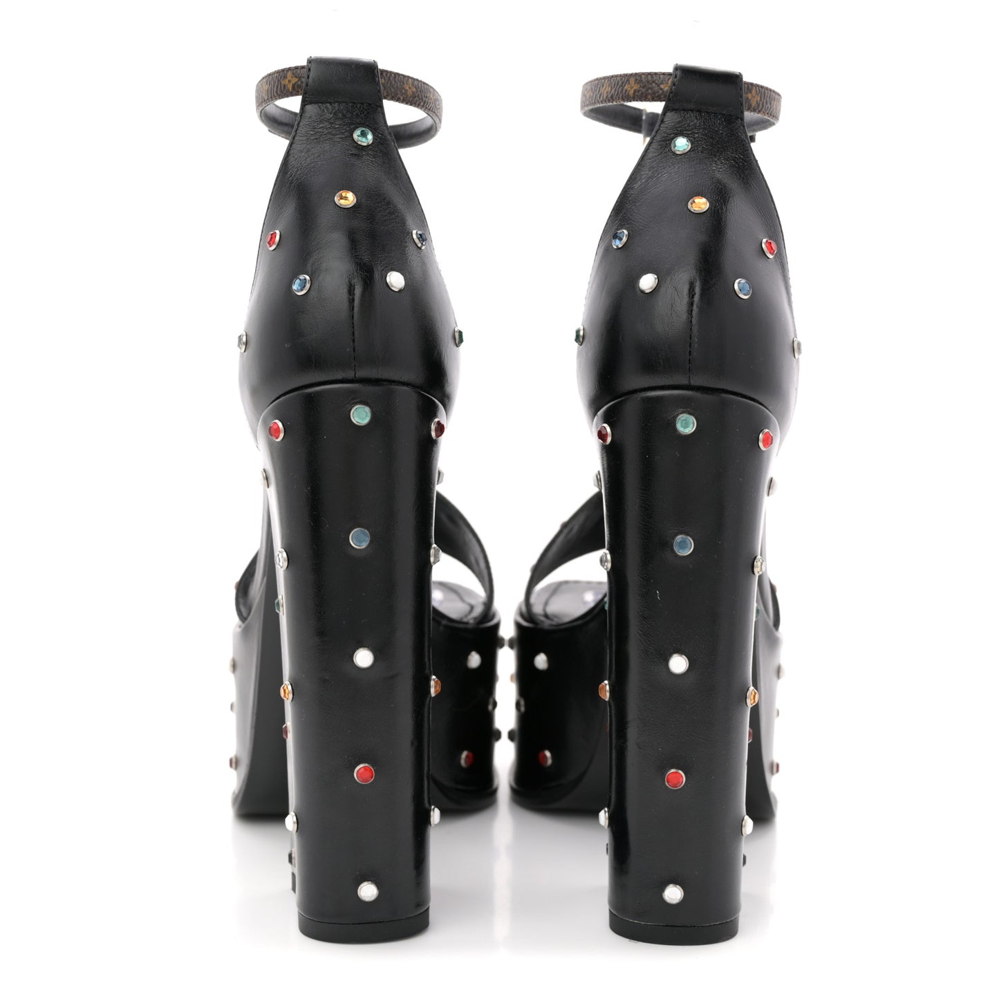 Calfskin Studded Fame Platform Sandals 37 Black