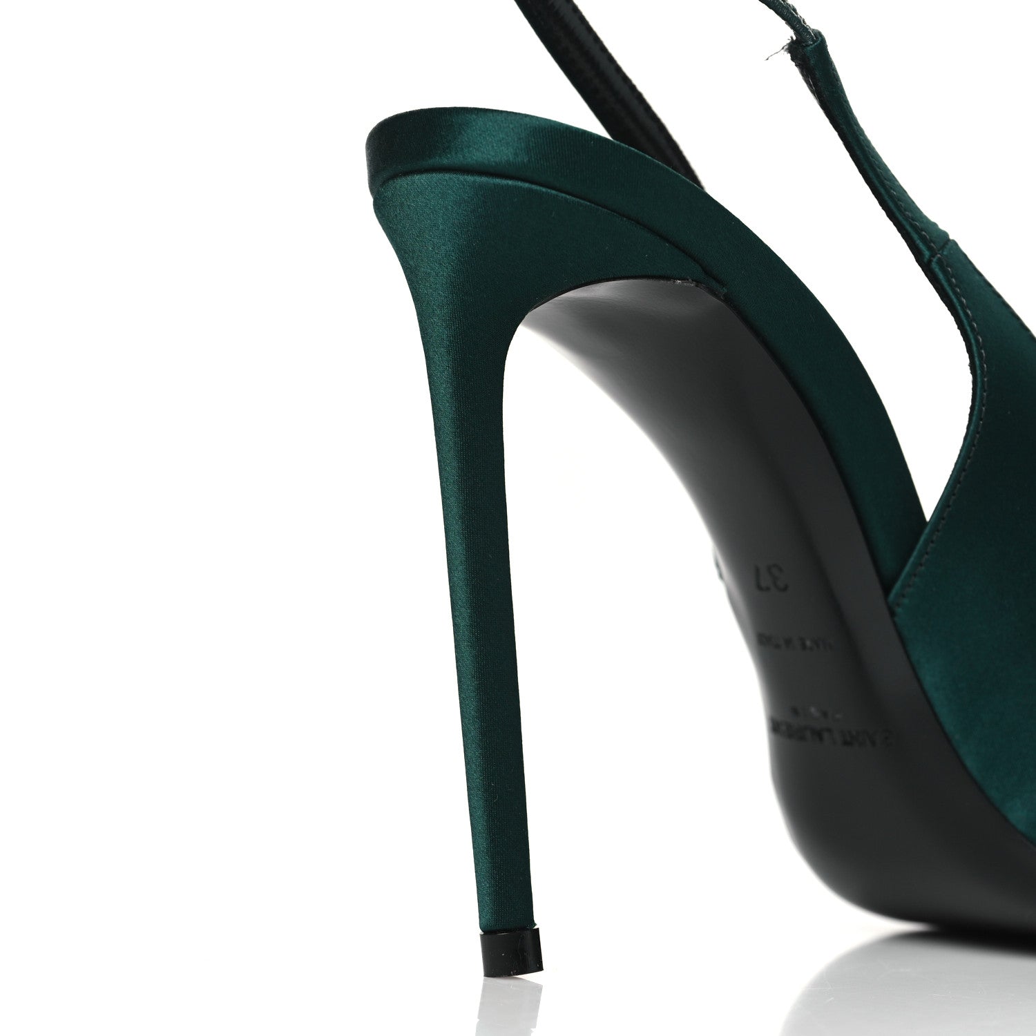 Saint Laurent Crepe Satin Zoe 105 Slingback Pump 37 Dorian Green 10 of 11