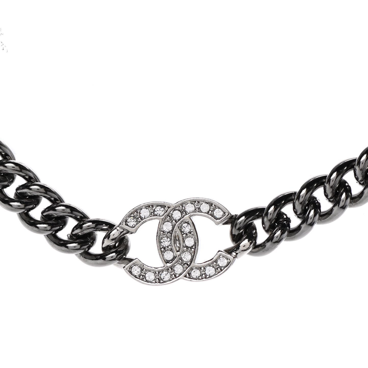Pearl Crystal CC No 5 Perfume Bottle Choker Necklace Silver