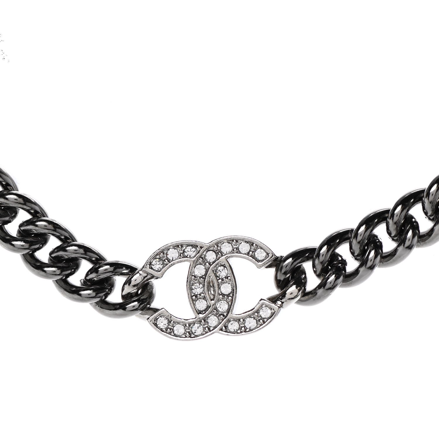 Chanel Pearl Crystal CC No 5 Perfume Bottle Choker Necklace Silver 7 of 7