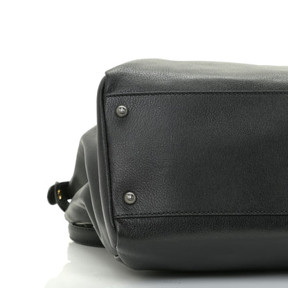 Fendi Goatskin Zucca Large Peekaboo Iconic Satchel Black Tobacco 6 of 9