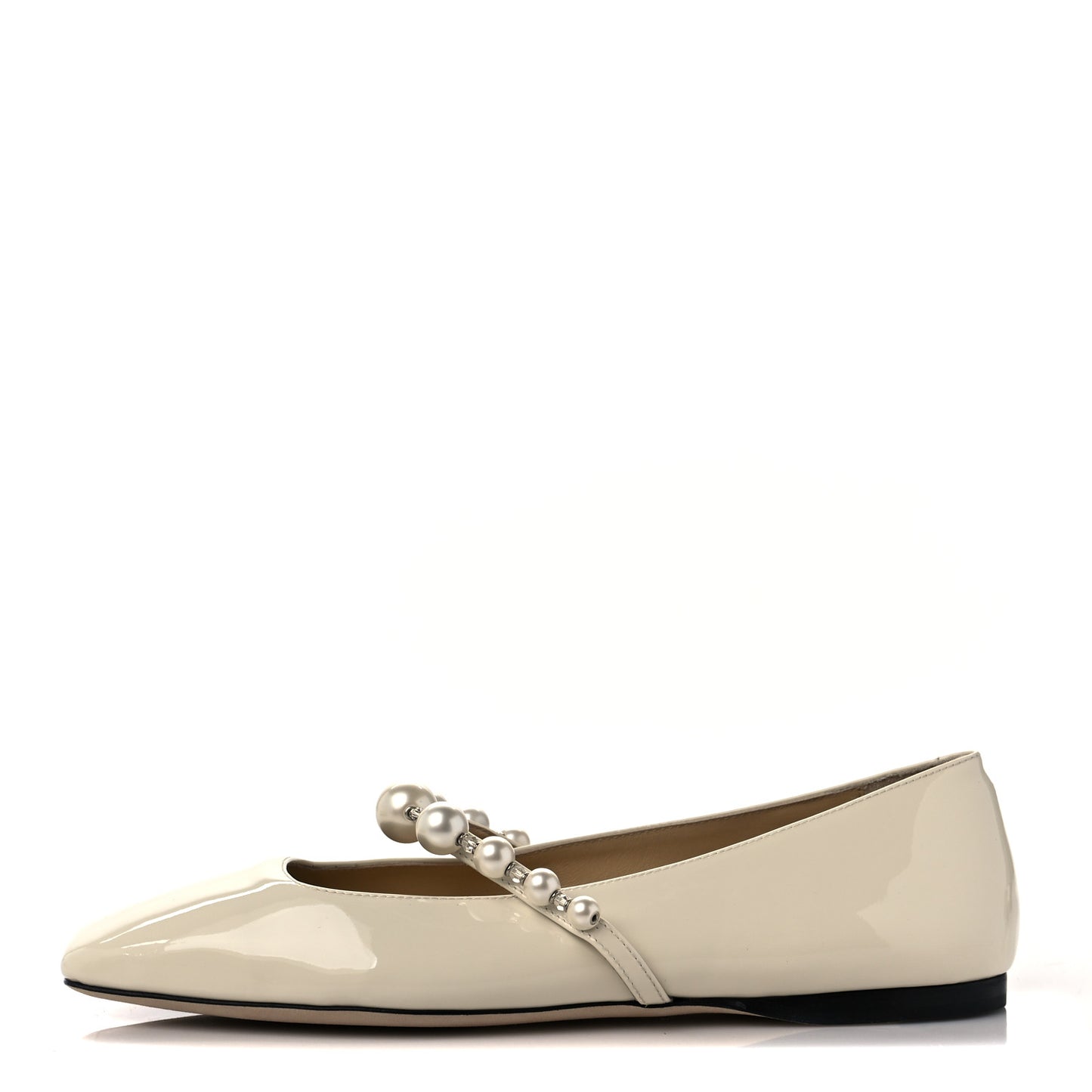 Patent Pearl Ade Mary Janes Flat 35 Latte White