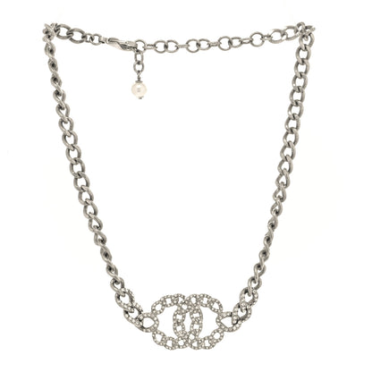 Chanel Crystal CC Necklace Silver 3 of 5