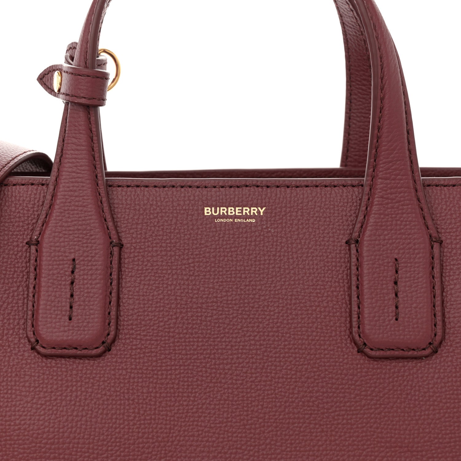 Burberry Grainy Calfskin House Check Medium Banner Tote Crimson 8 of 10