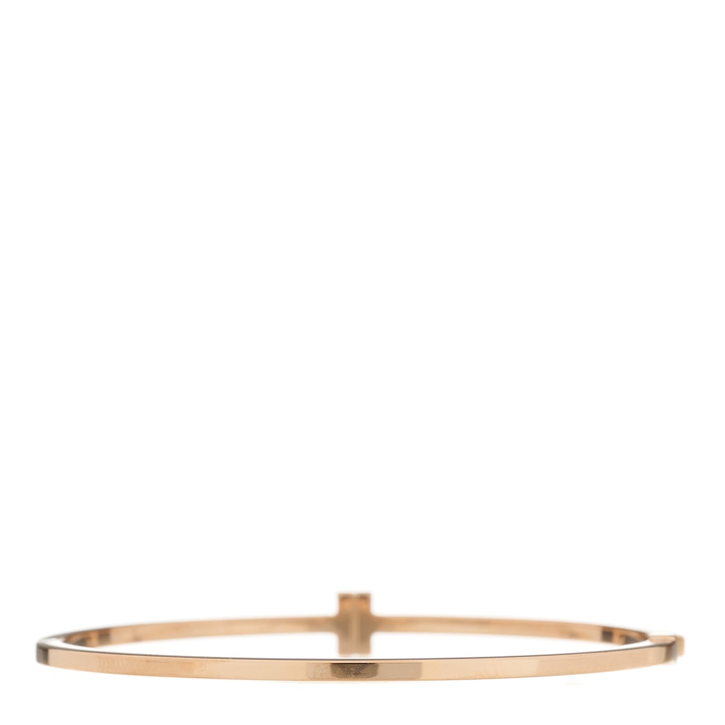 18K Rose Gold Diamond T Hinged Wire Bangle Bracelet