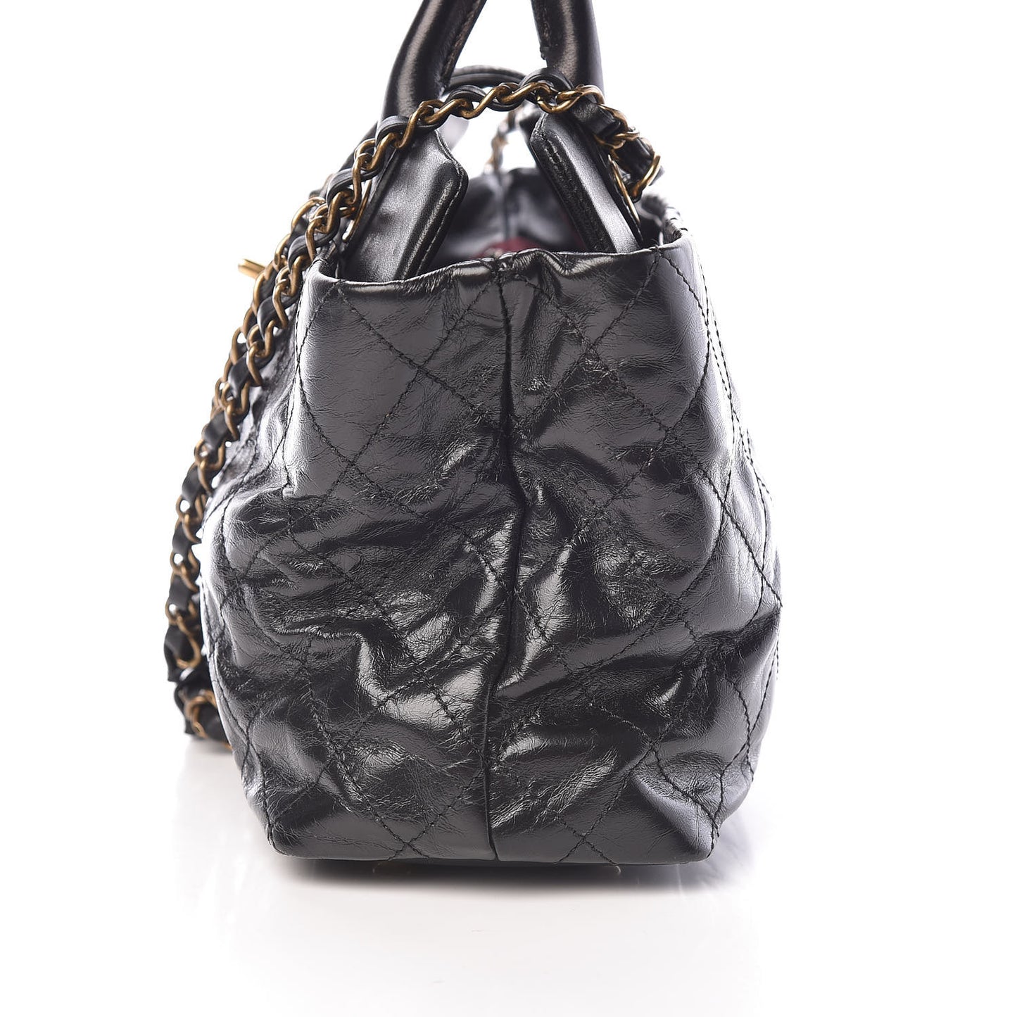 Glazed Calfskin Stingray Bindi CC Tote Black