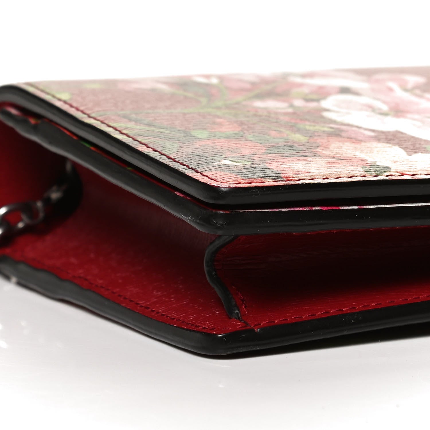 Gucci Calfskin Blooms Print Chain Wallet Romantic Cherry Multicolor 8 of 9